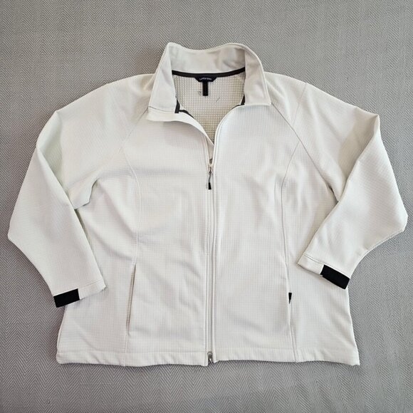 Lands' End Full Zip Performance Jacket Men's XXL White Waffle Insulated EUC LN - Picture 1 of 16